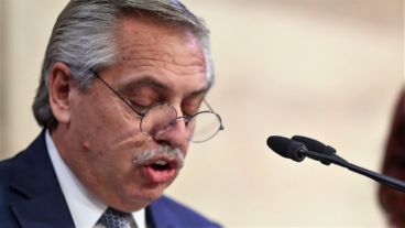 El presidente Alberto Fernández durante su discurso en la Asamblea Legislativa.
