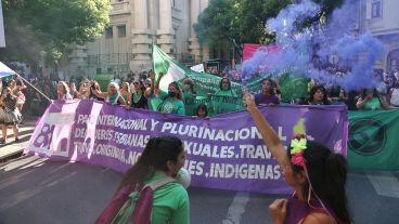 La marcha del 8M en la ciudad de Rosario.
