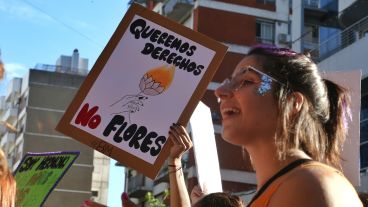 La marcha del 8M en la ciudad de Rosario.