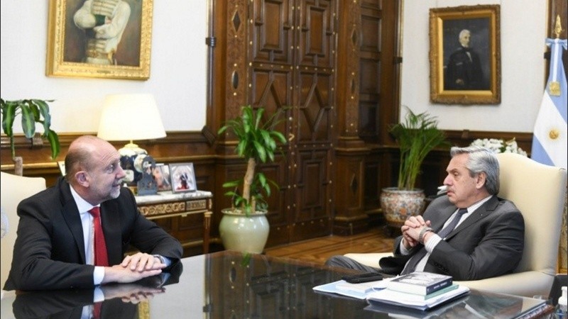 El gobernador Omar Perotti y el presidente Alberto Fernández, en Olivos.