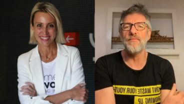 Analía Bocassi y Luis Novaresio, en el primero programa de De Boca en Boca, por Radio 2
