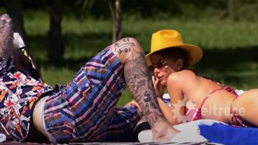 Alex Caniggia y Majo Martino en El hotel de los famosos