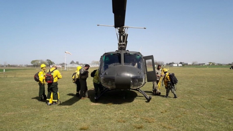 El helicóptero que sumó la Provincia, una de las nuevas herramientas. 
