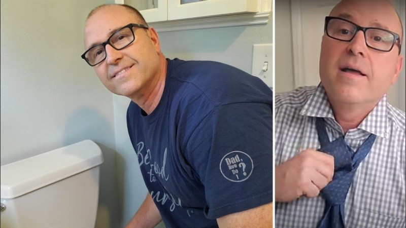 El hombre muestra cómo realizar diferentes tareas domésticas y cotidianas.