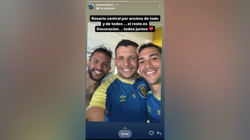 La foto y el mensaje de Vecchio en su cuenta de Instagram (@emivecchio10)
