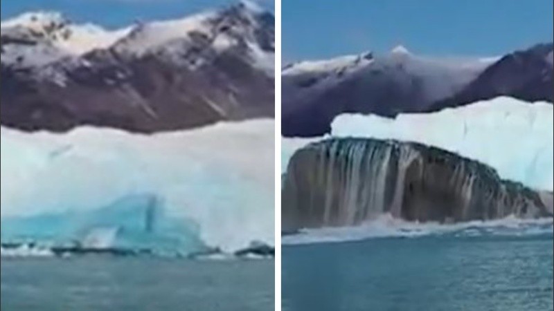 Un témpano de gran porte se desprendió del Glaciar Perito Moreno.
