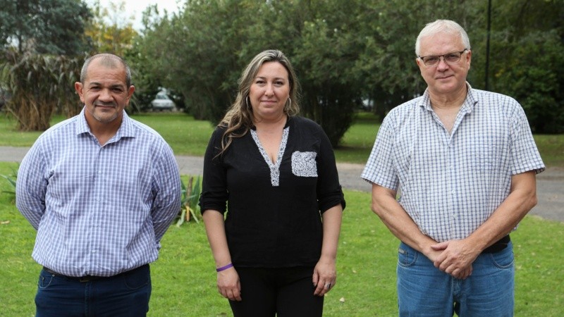 Los tres sindicalistas en una charla abierta con Rosario3 por el Día del Trabajador