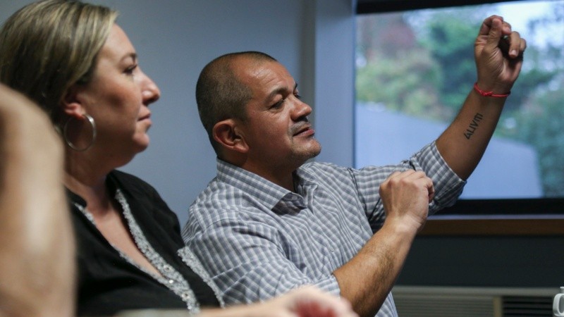 Los tres sindicalistas en una charla abierta con Rosario3 por el Día del Trabajador
