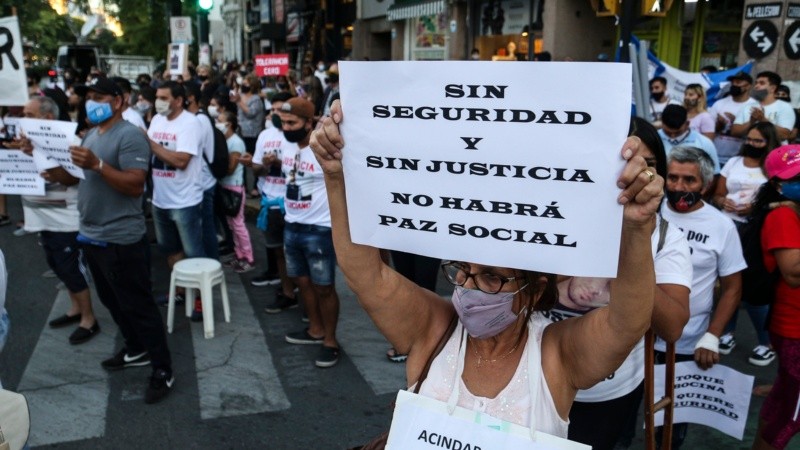Una manifestación contra la inseguridad en Rosario.