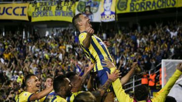 Marco Ruben tuvo su gesto de felicidad pegado en el rostro toda la noche.