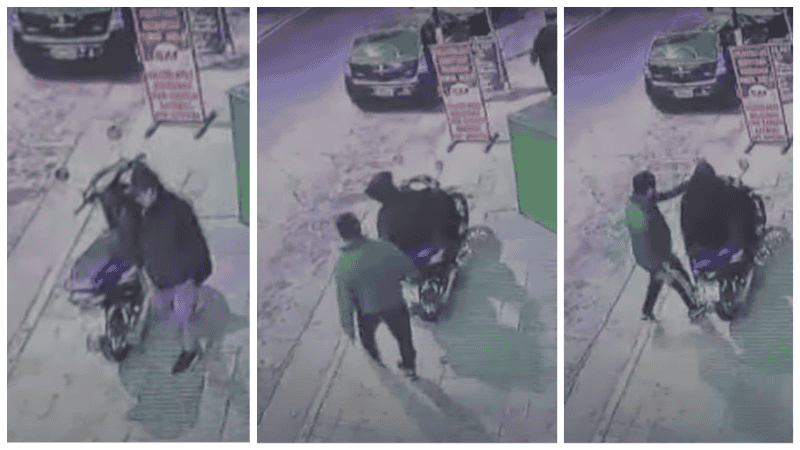 El delincuente escapó corriendo tras ser golpeado por el dueño de la moto.