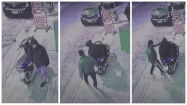 El delincuente escapó corriendo tras ser golpeado por el dueño de la moto.