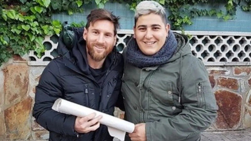 Chapu Martínez cuando conoció en Barcelona a Messi. 