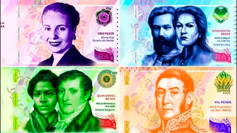 La nueva familia de billetes con mujeres y hombres decisivos en la historia argentina.