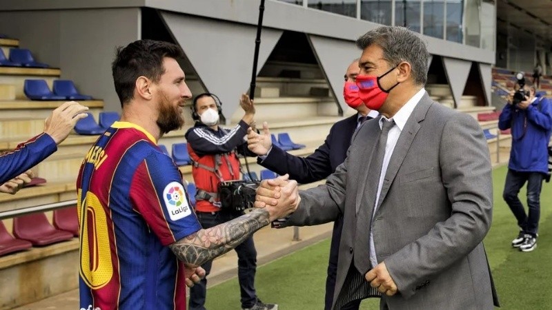 Messi con Laporta, cuando se llevaban bien.