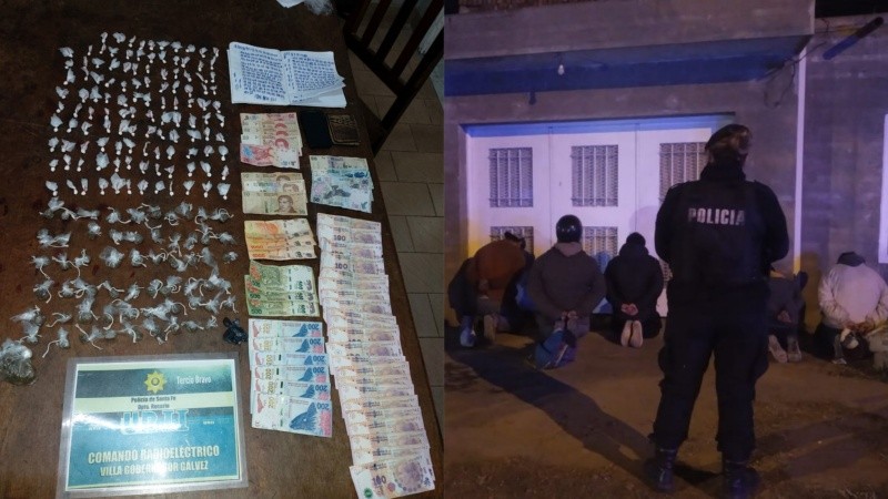 Las imágenes de la detención y de las sustancias secuestradas en Villa Gobernador Gálvez.