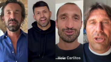 Pirlo, Agüero, Chiellini y Conte saludaron a Tevez a través de Central.