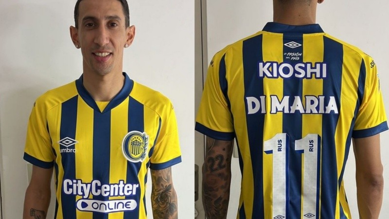 Desde Central le regalaron la nueva camiseta canalla a Di María, pocos días atrás.