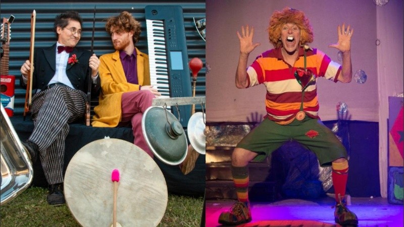 Los artistas Salvador y Juan Trapani, y Piripincho.