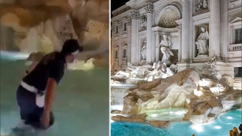 El hombre fue multado y sancionado por meterse a la fuente.