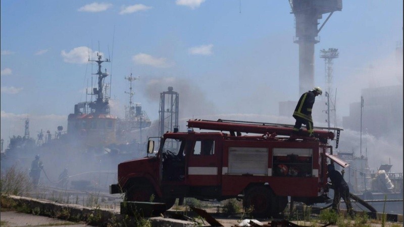 Imagen tras el ataque al puerto de Odesa, Ucania.