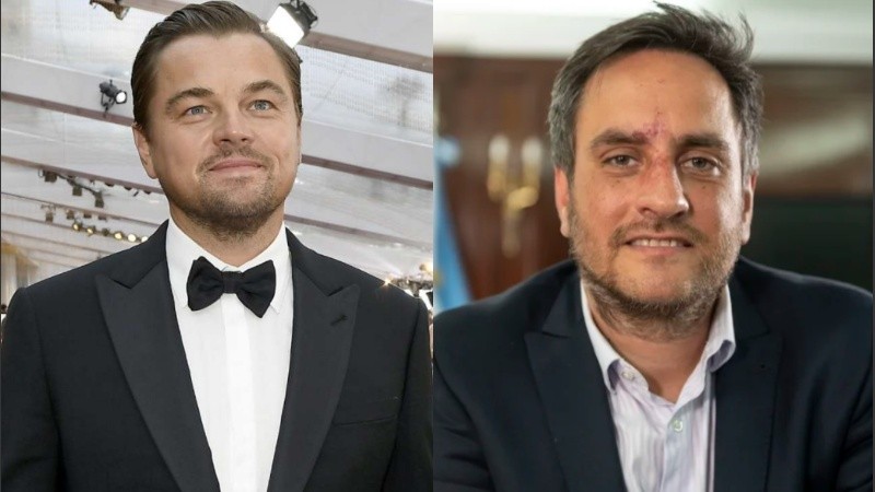 El actor Leonardo DiCaprio y el ministro de Ambiente y Desarrollo Sustentable Juan Cabandié.