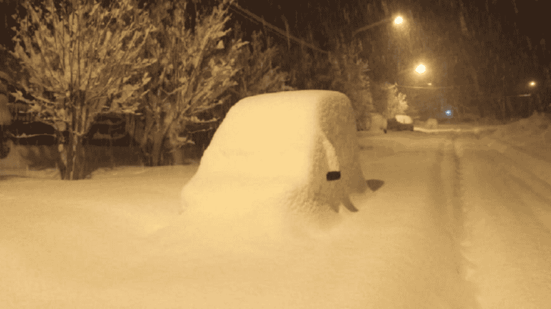 Una impresionante imagen del temporal de nieve de esta semana en Chubut.
