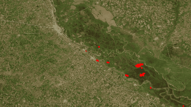 Hoy. Los focos al sudeste se mantenían este miércoles.