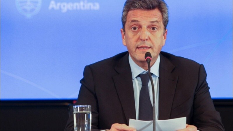 El ministro de Economía, Desarrollo Productivo y Agricultura Sergio Massa, durante el anuncio de las nuevas medidas económicas y posterior conferencia de prensa.