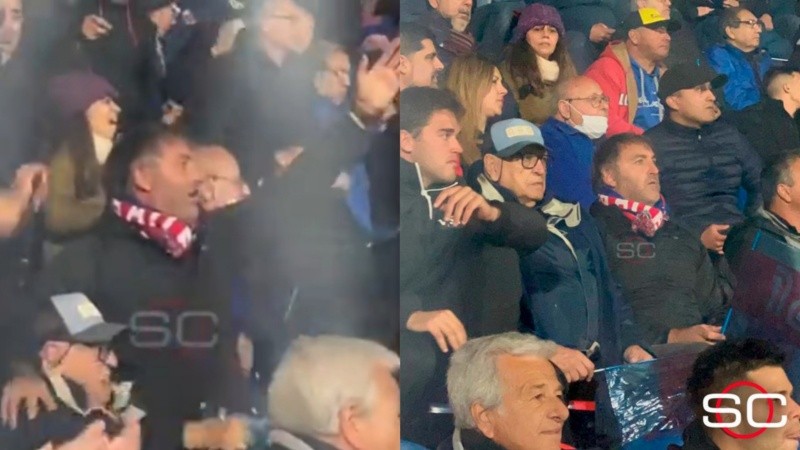 Carlos Retegui en una de las plateas de la cancha de Tigre, gritando el gol de Mateo.