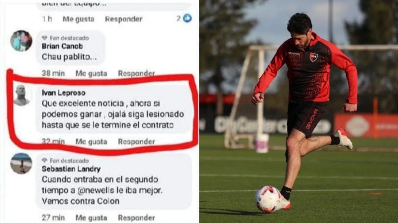 El trabajador rojinegro escribió un comentario alegrándose por la lesión de Pablo Pérez.