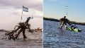 Una insólita grieta en el río entre kitesurfers y pescadores: ¿quién puso la bandera en el árbol al revés?