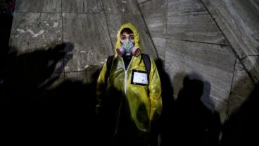 Una de las manifestantes del acto realizado en el Monumento el miércoles pasado.