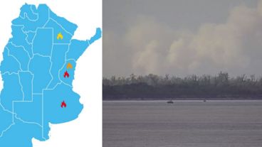 Los nuevos focos frente a la costa central de Rosario este domingo.