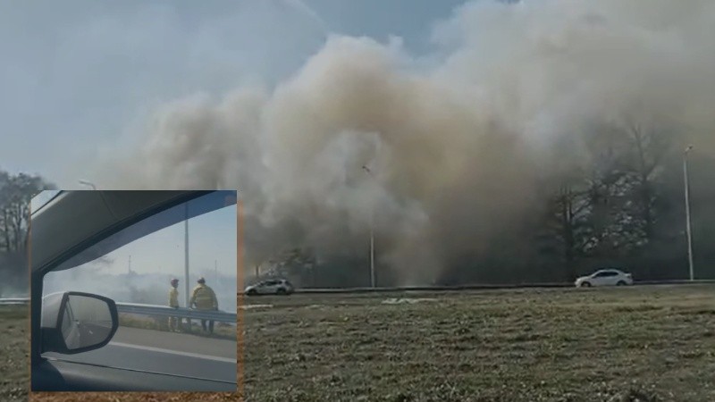Según se puede ver en el video, Bomberos están en el lugar intentando apagar el fuego.