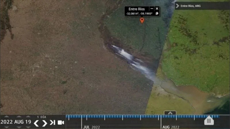 Captura de la imagen de los incendios desde la plataforma Worldview de la Nasa.