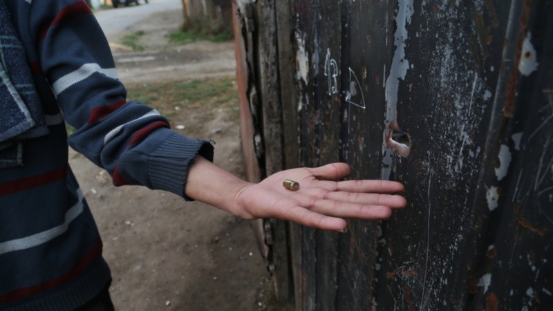 Uno de los casquillos que dejó el feroz ataque. 