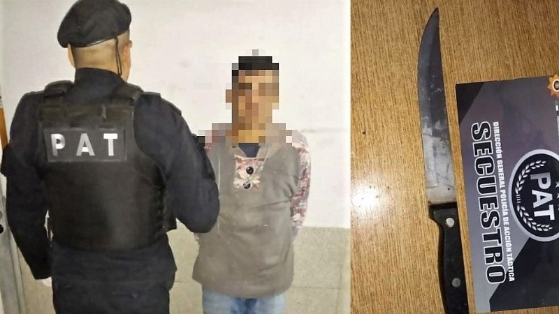 Un sujeto de 35 terminó detenido y se le secuestró un cuchillo.