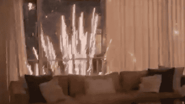 Los fuegos artificiales que se lanzaron luego del discurso de la vicepresidenta.