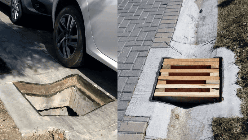 En la zona de Puerto Norte, contabilizaron 26 tapas robadas en un día 