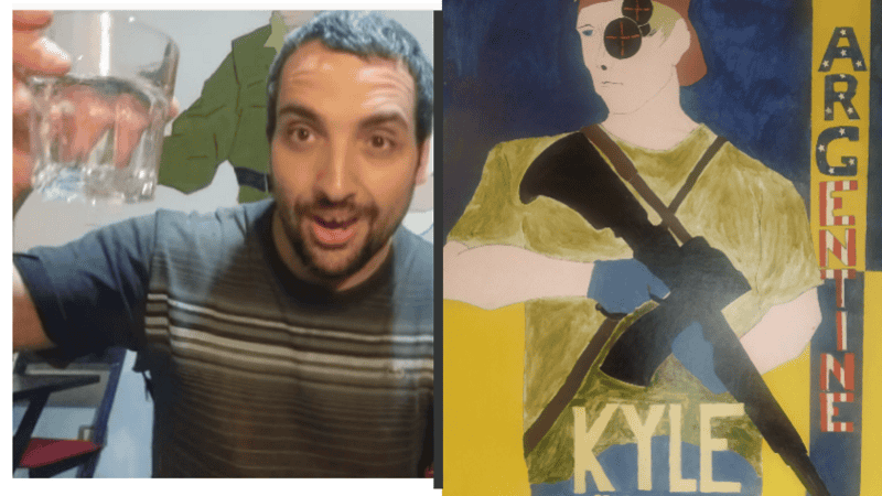 José Derman, el detenido, y el local que homenajea a un estadounidense que mató a dos personas.