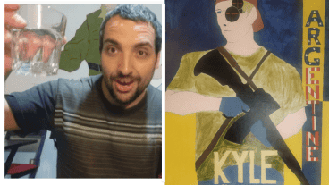 José Derman, el detenido, y el local que homenajea a un estadounidense que mató a dos personas.