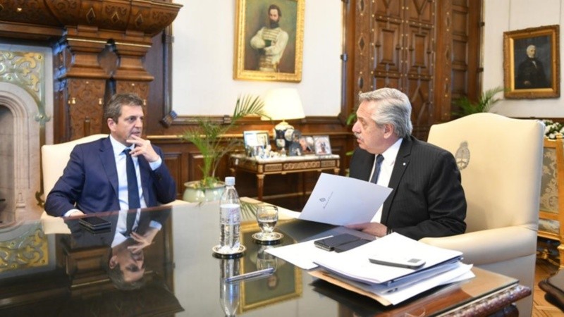 Massa y Fernández en la reunión de Casa Rosada.