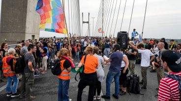 Al final de la marcha se leyó un comunicado.