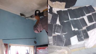 El "nido" de celulares de la banda de Riquelme que fue secuestrado en la cárcel de Piñero.