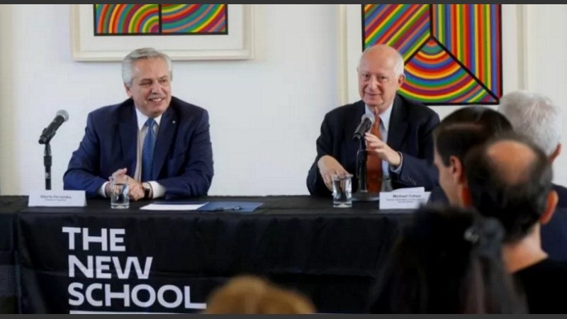  El presidente Alberto Fernández en la Universidad The New School, situada en pleno barrio de West Village..