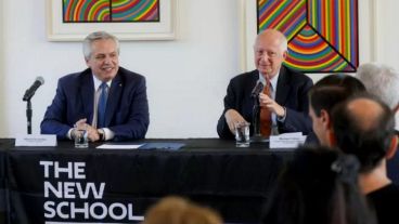 El presidente Alberto Fernández en la Universidad The New School, situada en pleno barrio de West Village..