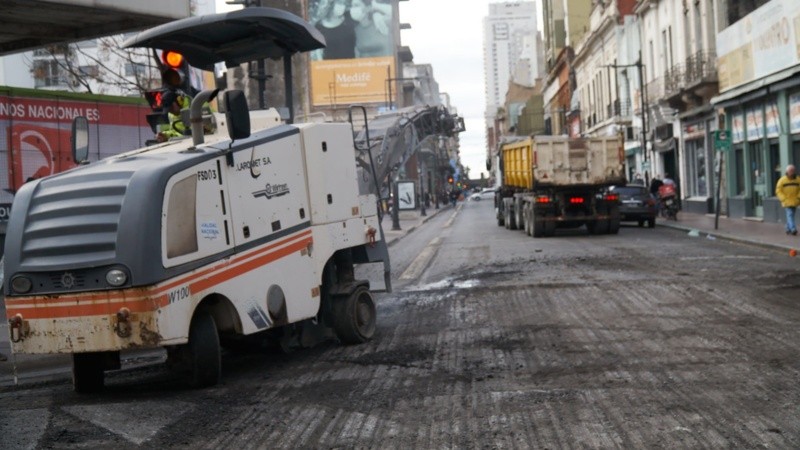 La repavimentación de una cuadra céntrica.