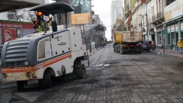 La repavimentación de una cuadra céntrica.