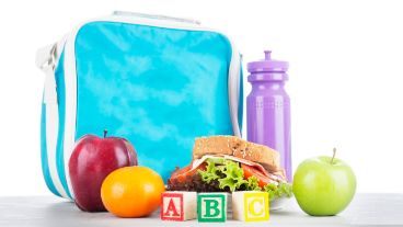 School lunch with alphabet blocks